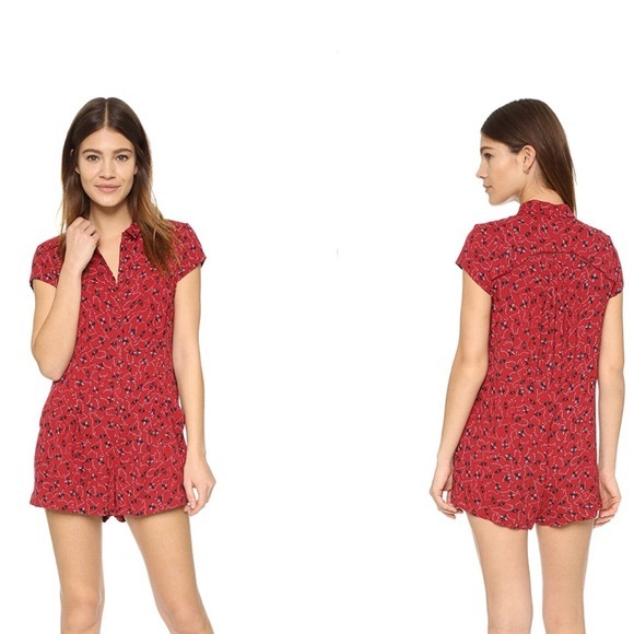 Free People Dresses & Skirts - Free People Red Floral Romper